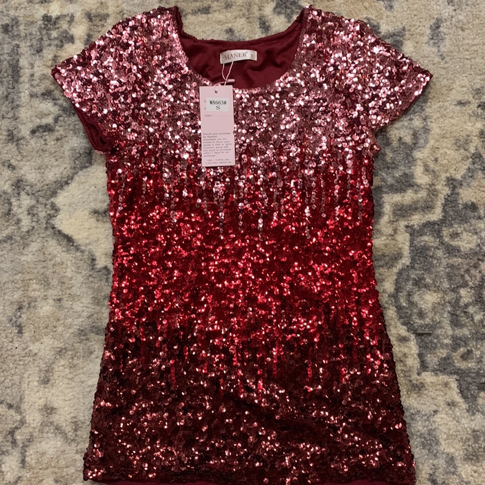 Sequin top red